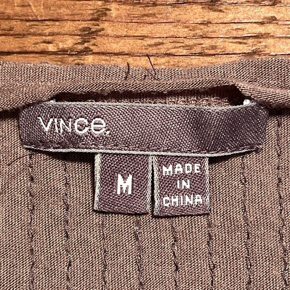 Vince Tunic Top Womens Medium Taupe Metallic Silver Sequins Short Sleeve Draped - Picture 8 of 11